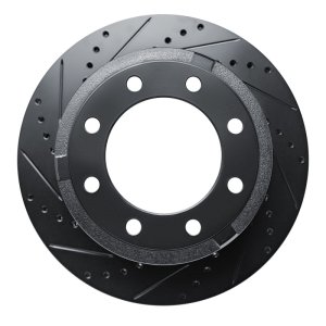 Ford F-250 Brake Rotor (1) - Rear Left - R1 Concepts - Drilled & Slotted - Black - `11-`22